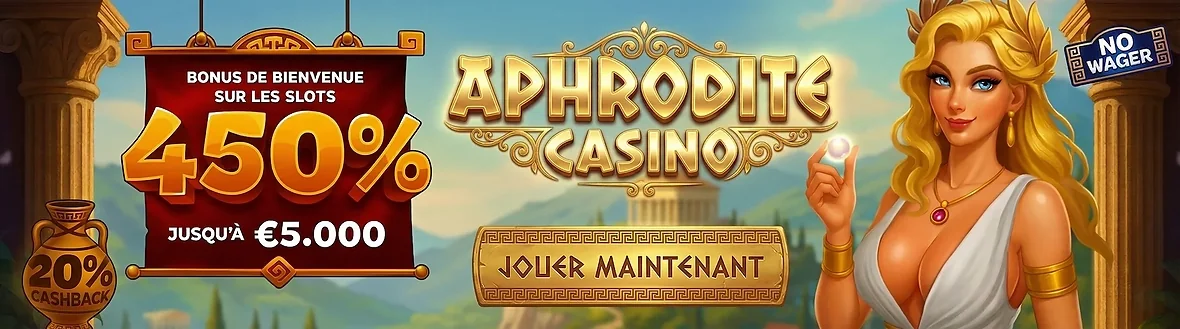 Offre de bienvenue Aphrodite Casino jusqu'à 5 000 euros